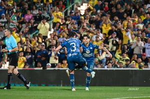 festejo gol Victor Dávila, Víctor Dávila, Israel Reyes