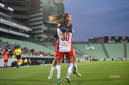 festejo de gol, Daniela Delgado, Esbeydi Salazar | Santos Laguna vs Chivas Guadalajara femenil