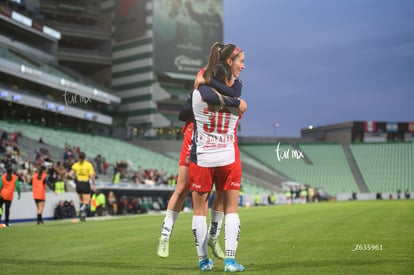 festejo de gol, Daniela Delgado, Esbeydi Salazar | Santos Laguna vs Chivas Guadalajara femenil