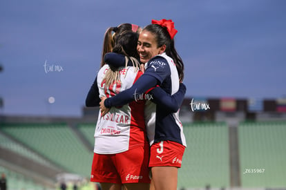 festejo de gol, Esbeydi Salazar, Damaris Godínez | Santos Laguna vs Chivas Guadalajara femenil