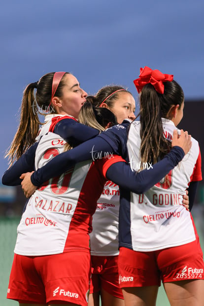 festejo de gol, Daniela Delgado, Damaris Godínez | Santos Laguna vs Chivas Guadalajara femenil