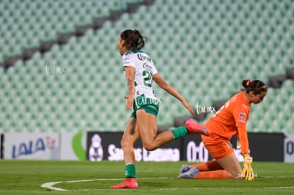 festejo de gol, Lia Romero, Celeste Espino | Santos Laguna vs Chivas Guadalajara