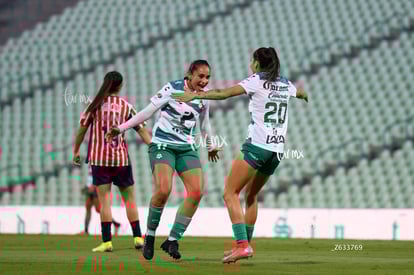 festejo de gol, Lia Romero, Mayra Santana | Santos Laguna vs Chivas Guadalajara