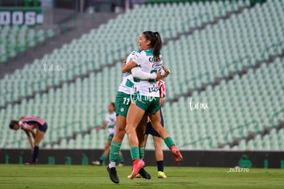 festejo de gol, Lia Romero, Mayra Santana | Santos Laguna vs Chivas Guadalajara
