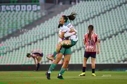 festejo de gol, Lia Romero, Mayra Santana | Santos Laguna vs Chivas Guadalajara