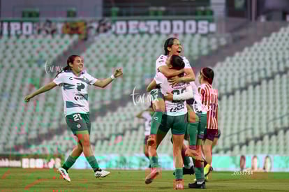 festejo de gol, Lia Romero, Dania Padilla | Santos Laguna vs Chivas Guadalajara