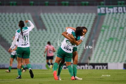 festejo de gol, Dania Padilla, Karla Rodriguez | Santos Laguna vs Chivas Guadalajara