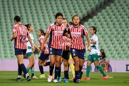festejo de gol, Casandra Montero, Kinberly Guzmán | Santos Laguna vs Chivas Guadalajara