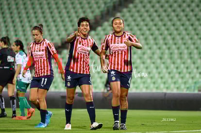 festejo de gol, Casandra Montero, Kinberly Guzmán | Santos Laguna vs Chivas Guadalajara