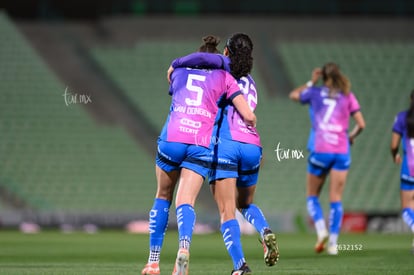 festejan gol, Merel Van Dongen, Diana García | Santos Laguna vs Rayadas J13